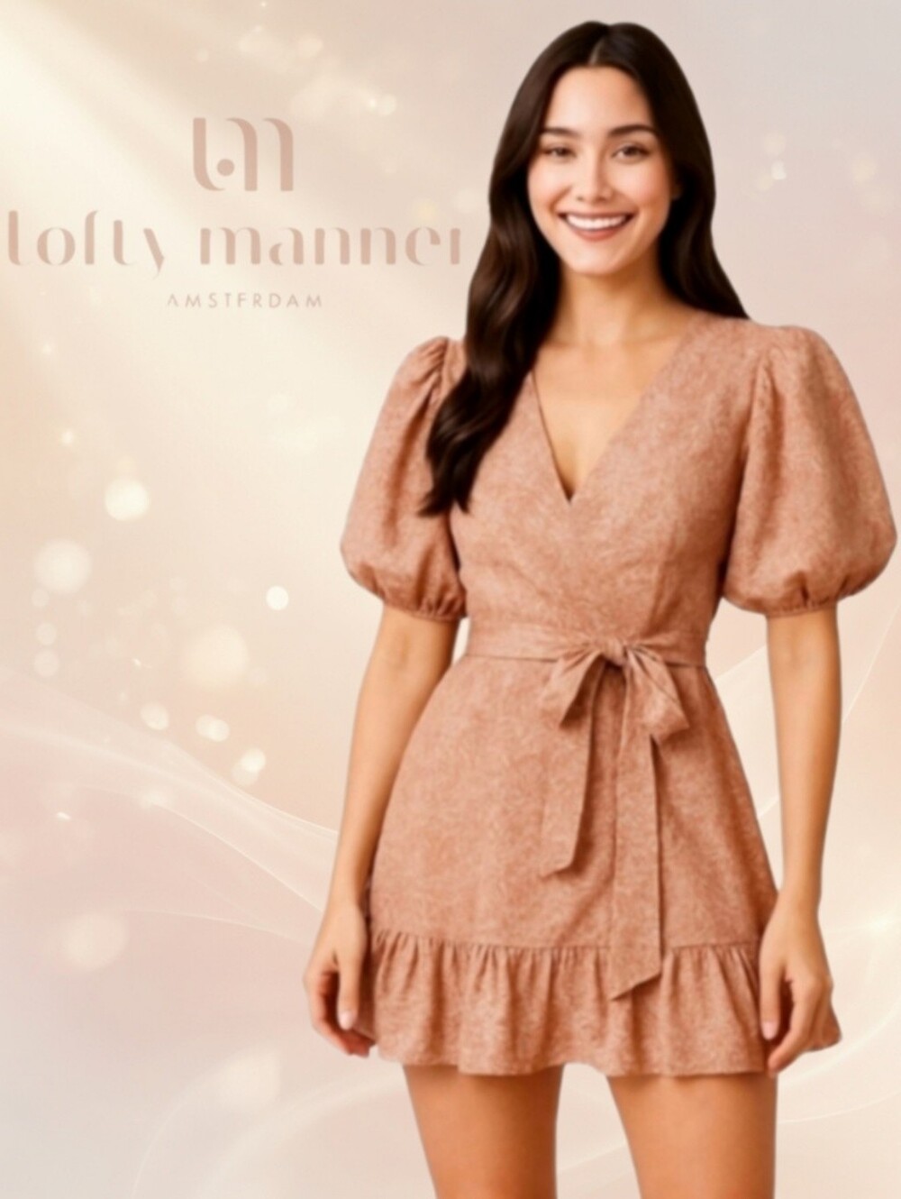 NWT S Lofty Manner Josie Peach Leaves Print Mini - Picture 1 of 10